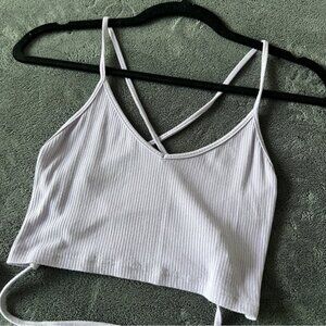 🔥Purple Ribbed Strappy Crop Top